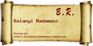 Balanyi Radamesz névjegykártya